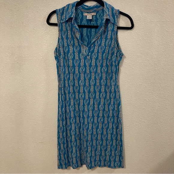 Free People Dresses & Skirts - Free People Midi Dress Blue Patterned Sleeveless Rayon Collared Size M